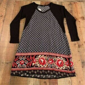 Suzanne Betro womens long sleeve waffle knit lightweight knee length dress -S